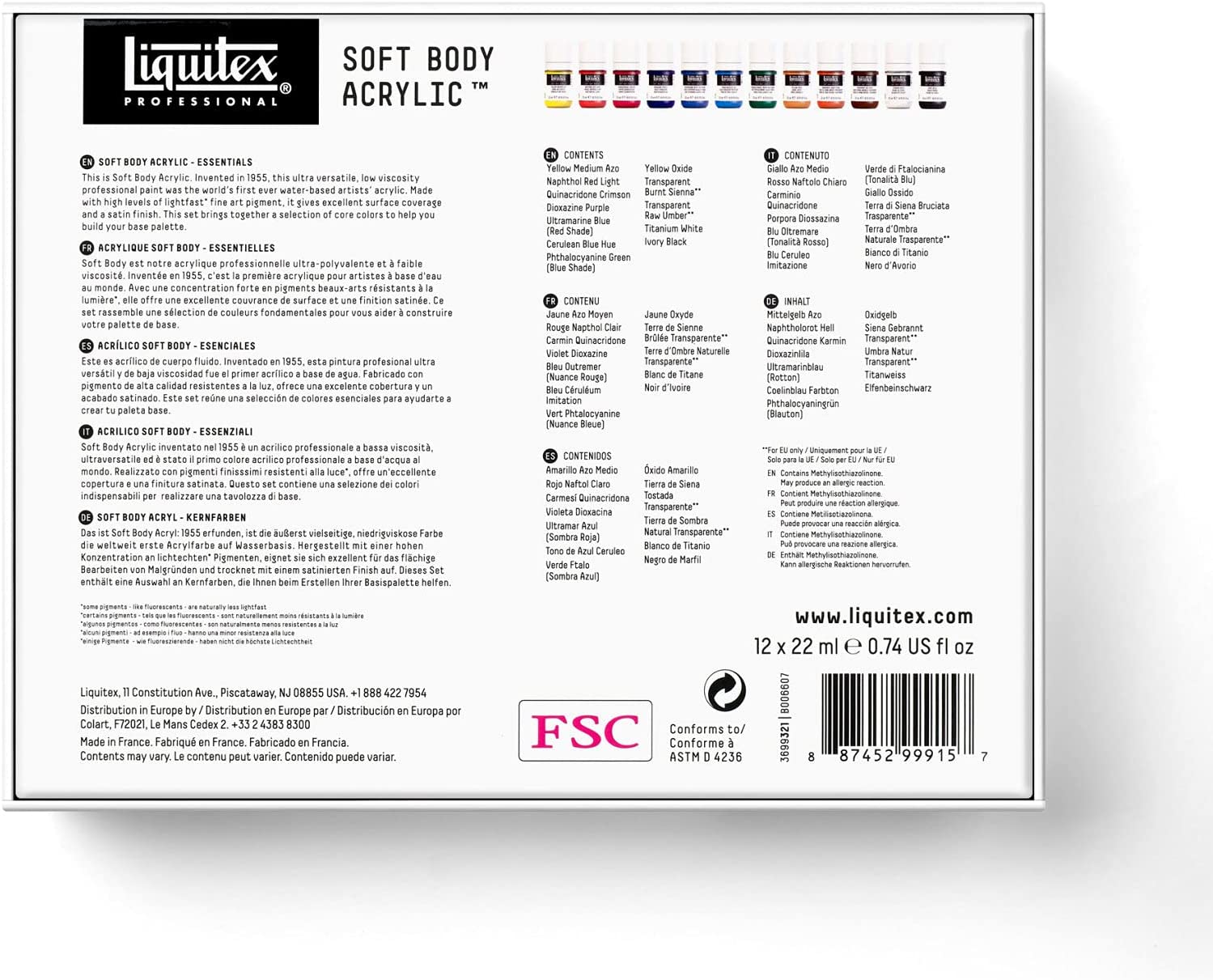Liquitex Professional Soft Body Acrylic Paint, 12 x 22ml (0.74-oz), Essentials Set - Image 4